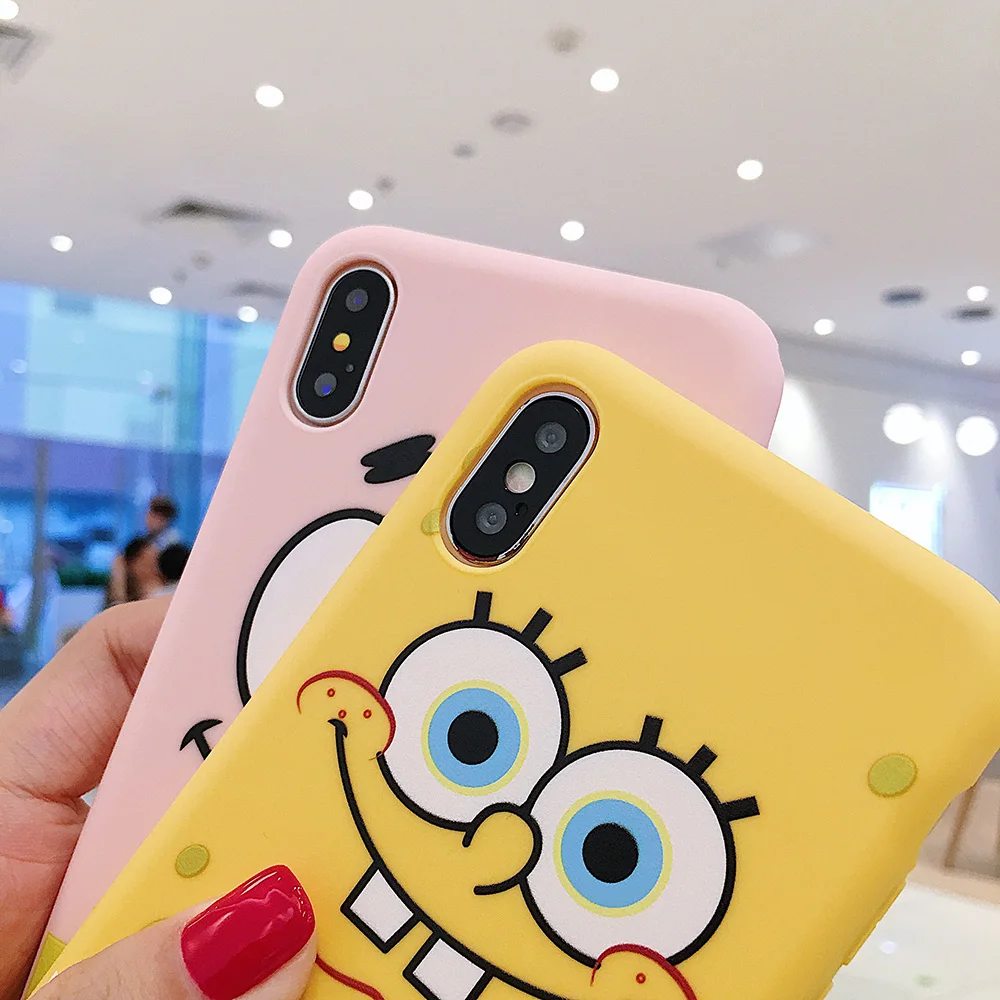For iPhone 6 6s 7 8 Plus X Xs 11 Pro Max Xr Soft Silicone Cases Cute Funny Cartoon Sponge Bob Square Pants Patrick Star Case