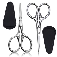 1pcs cuticle remover eyelash nose facial trimmer scissor cutter manicure beauty nail grooming eyebrow cut hair with pu sheath