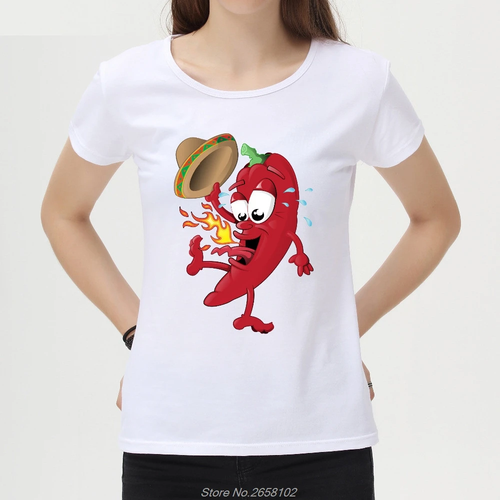 Футболка женская в мексиканском стиле забавный Повседневный Топ с принтом перца
