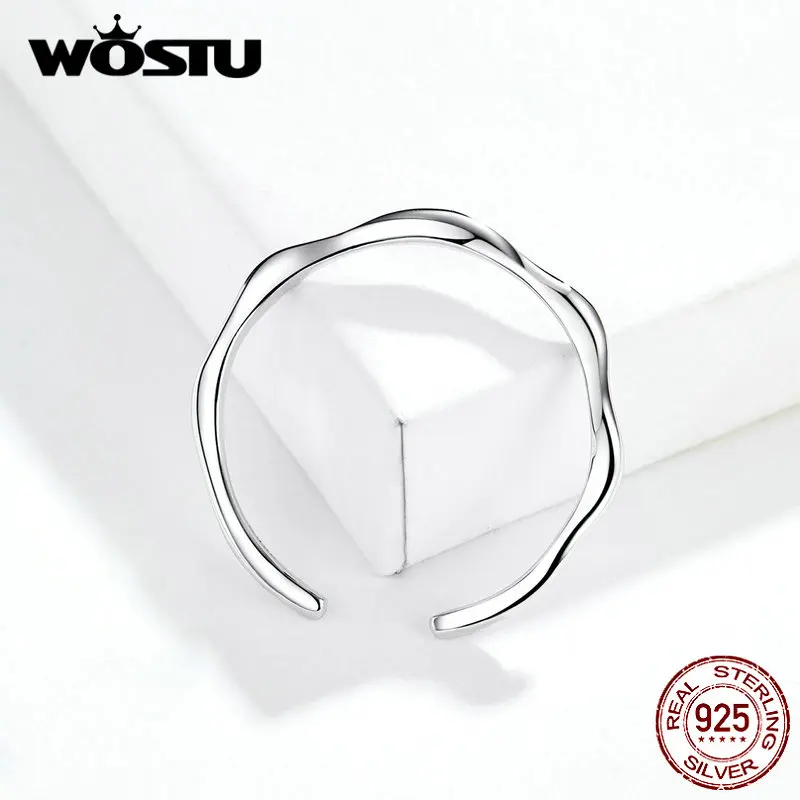 WOSTU, Новое поступление, 925 пробы, серебряные, минималистичные кольца для женщин, регулируемое кольцо на палец для свадьбы, хорошее ювелирное изделие, FIR593