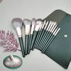 Набор профессиональных кистей для макияжа, 14 шт., Зеленые тени Пудра основа, кисти для бровей, лица, глаз, набор косметических инструментов