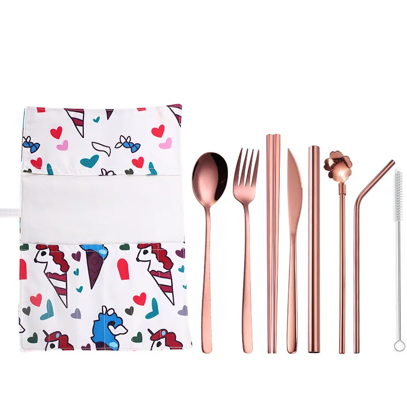 9 шт./компл. Портативный Нержавеющая сталь набор столовых приборов со столовыми