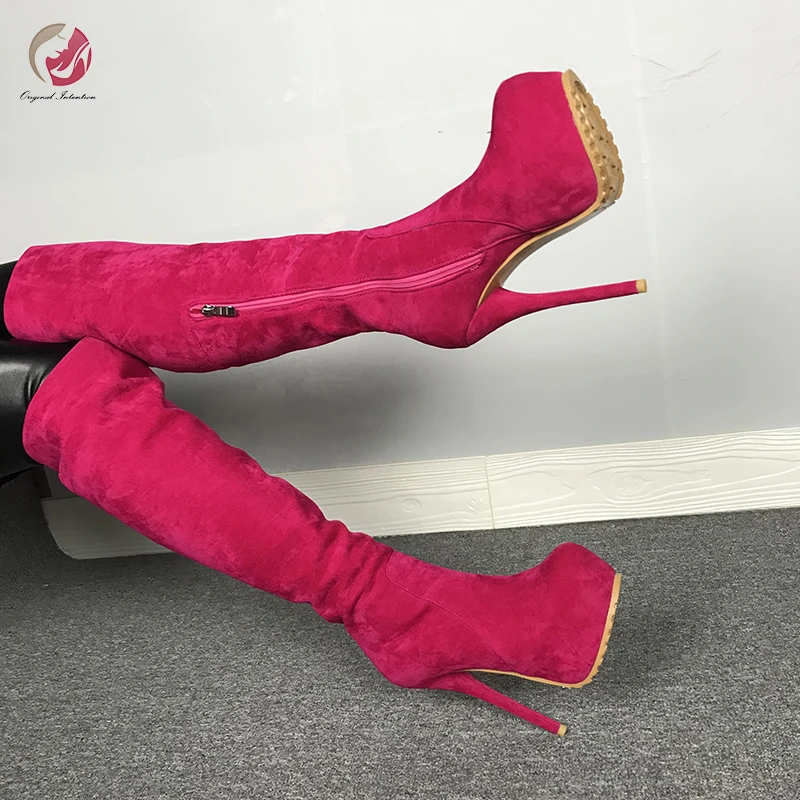 Женские сапоги на высокой платформе Fushia пикантные до колена вечерние тонком