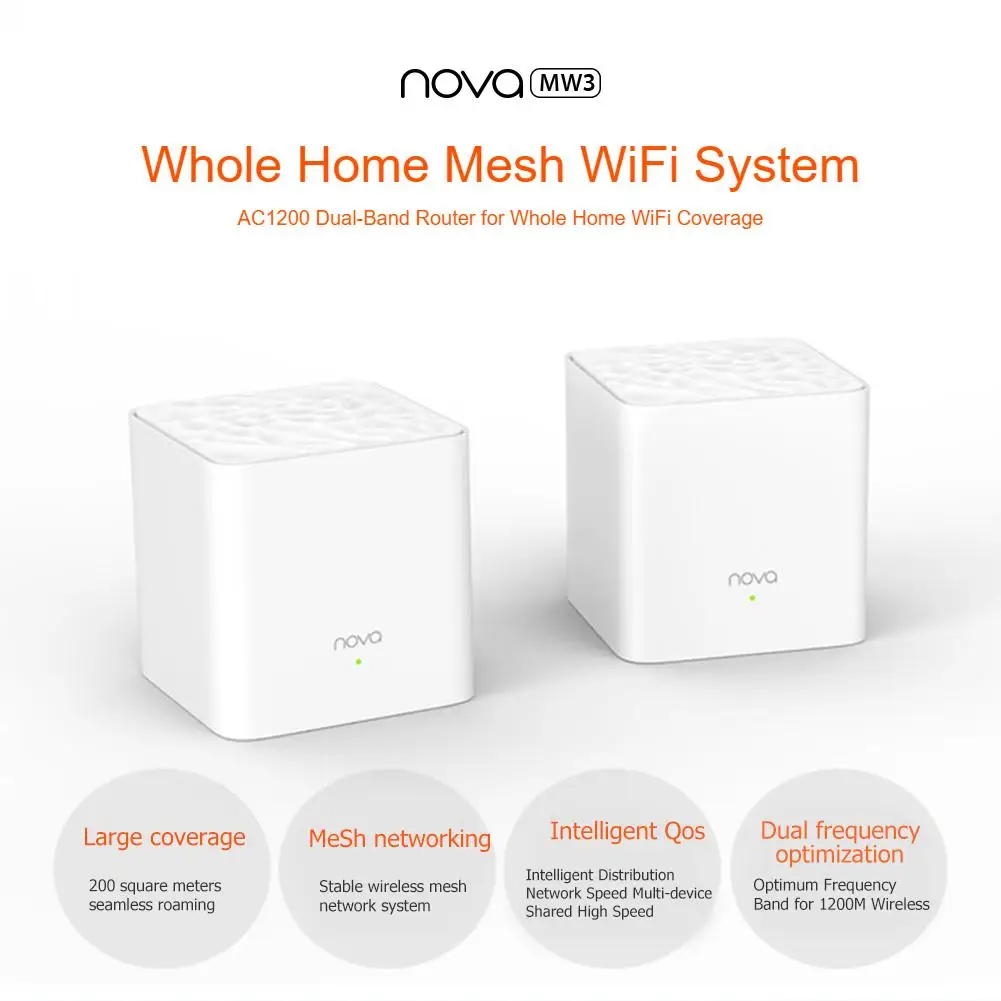 

Tenda MW3 AC1200 Wireless Router Dual-Band WiFi Router for Whole Home Wifi Coverage WiFi System APP Remote Manage