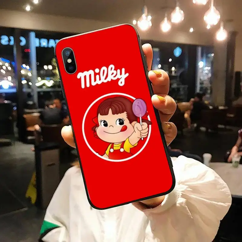 

Cute girl Sweet Peko Milk Milky red Phone Case for iPhone 11 12 pro XS MAX 8 7 6 6S Plus X 5S SE 2020 XR