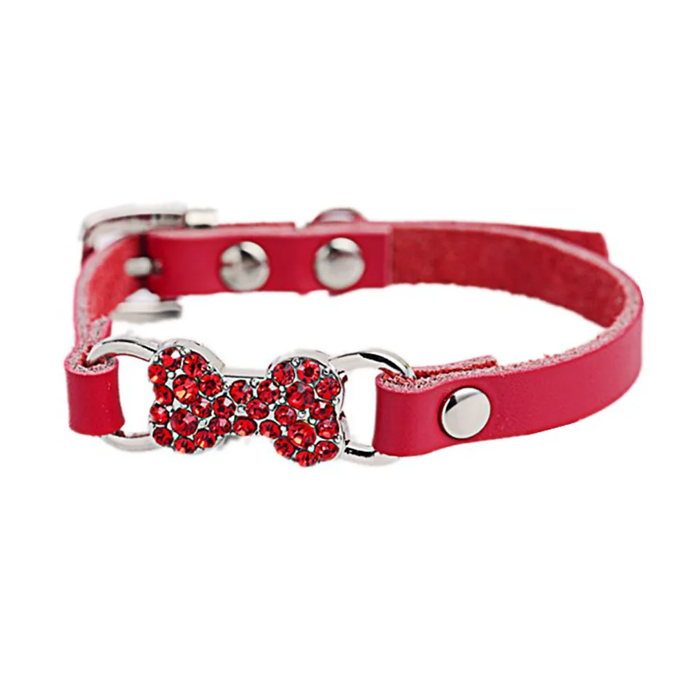 Ошейник для собак ошейник кожаный с блестящими кристаллами и сердечками