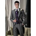 Tailcoat мужские костюмы с брюками для свадьбы выпускного (пиджак + брюки + жилет) утреннее пальто мужской костюм комплект лучший мужской смокинг для жениха Блейзер 2021