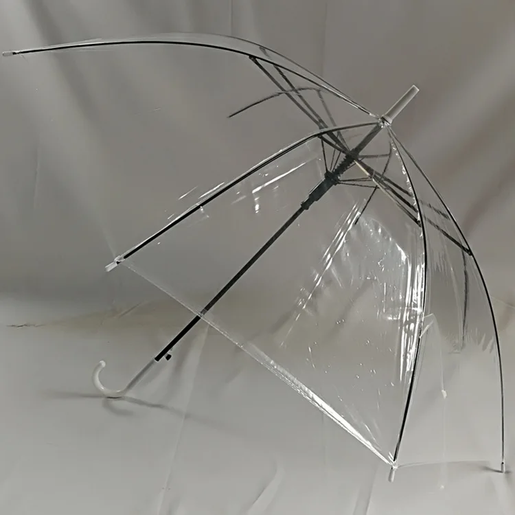 Прозрачный зонт с длинной ручкой пластиковый прозрачный POE в виде клетки