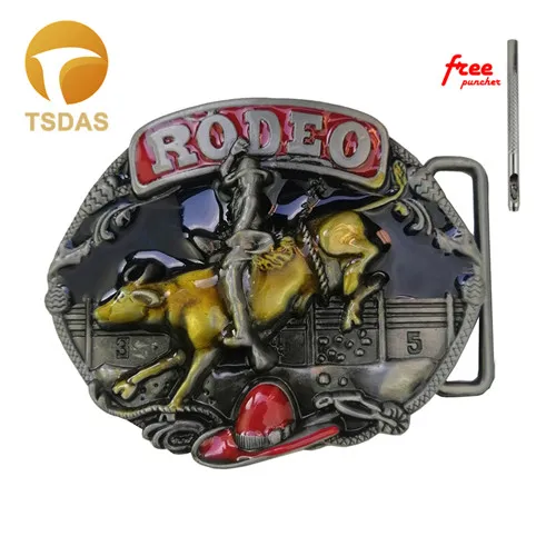 Rodeo Bull ковбойская металлическая пряжка для ремня цветная пряжка для ремня с ремнем Прямая поставка - Цвет: 1