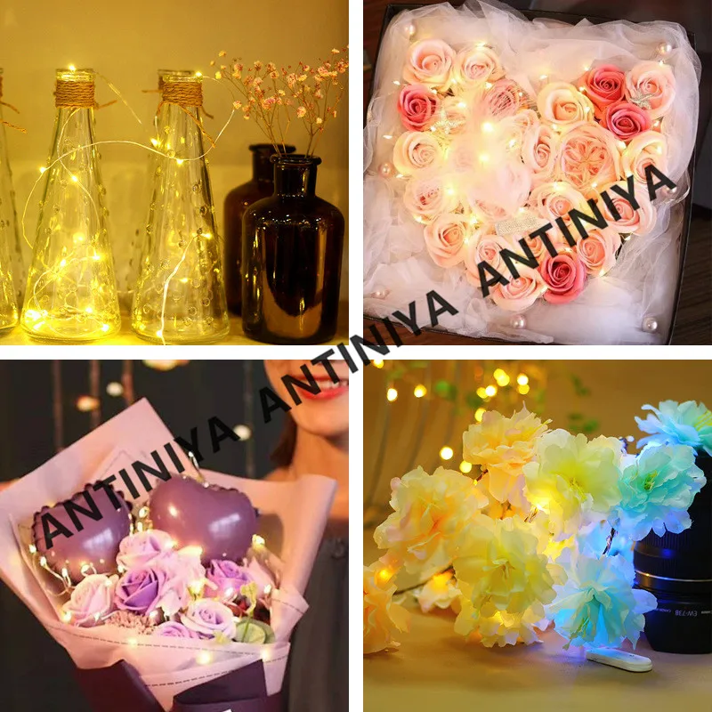 Гирлянсветильник светодиодная на медном проводе с питанием от батарейки | Лампы