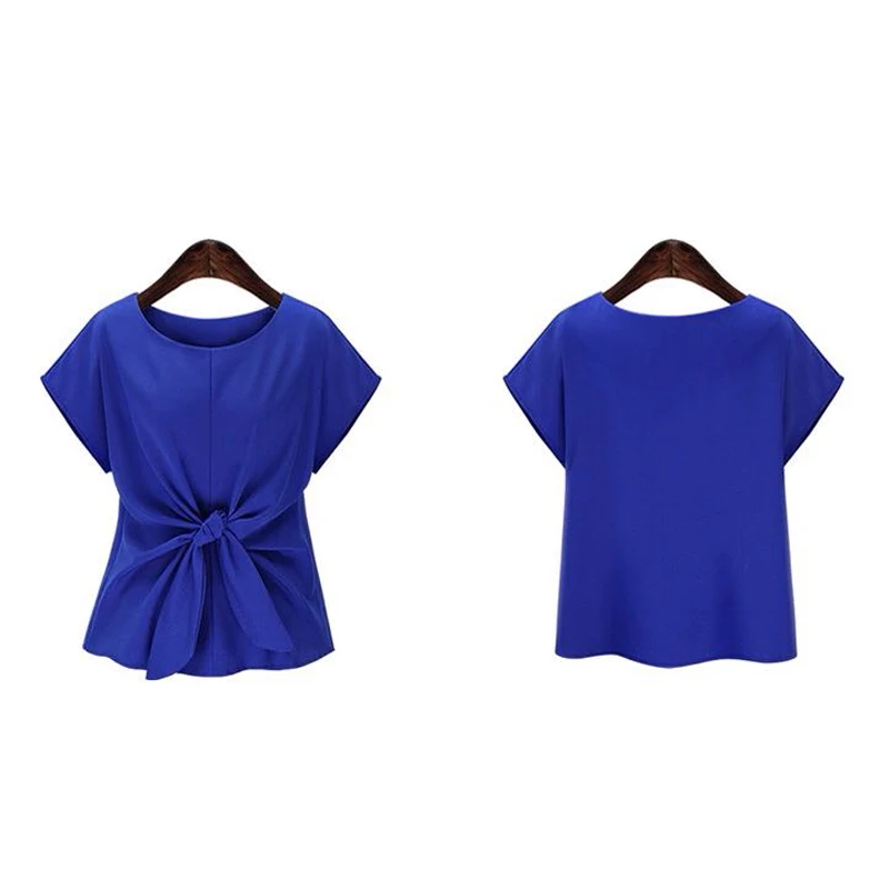 Женская летняя блузка 2020 Новая мода спереди галстук-бабочка o-образный вырез
