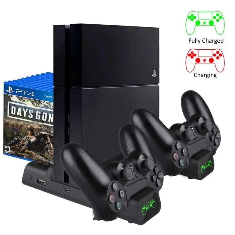 

Vertical Cooling Fan Cooler Bracket For 2-in-1 PS4/PS4 Slim/PS4 Pro Controller Charger With LED Indicator To Charge The Charging