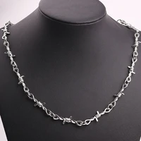 small wire brambles iron unisex choker necklace women hip hop gothic punk style barbed wire little thorns chain choker gifts