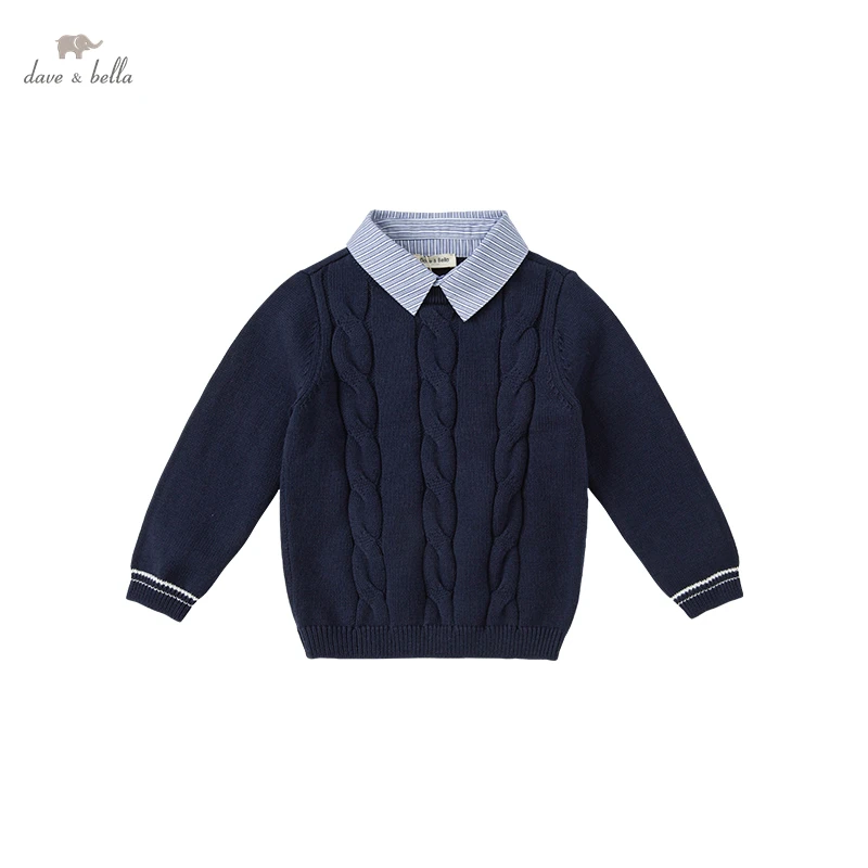 

DKL20236 dave bella winter 5Y-13Y kids boys clothes children fashion bow sweater appliques sweater boys high quality clothes