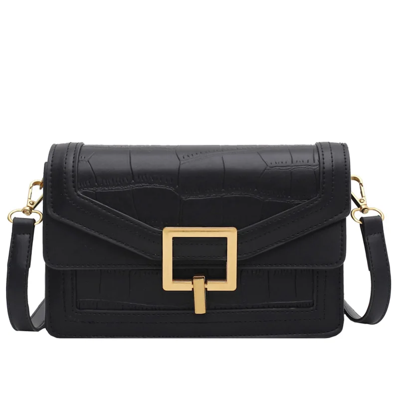 

Stone pattern Square Crossbody bag 2021 New Quality PU Leather Women's Designer Handbag Contrast color Shoulder Messenger Bag