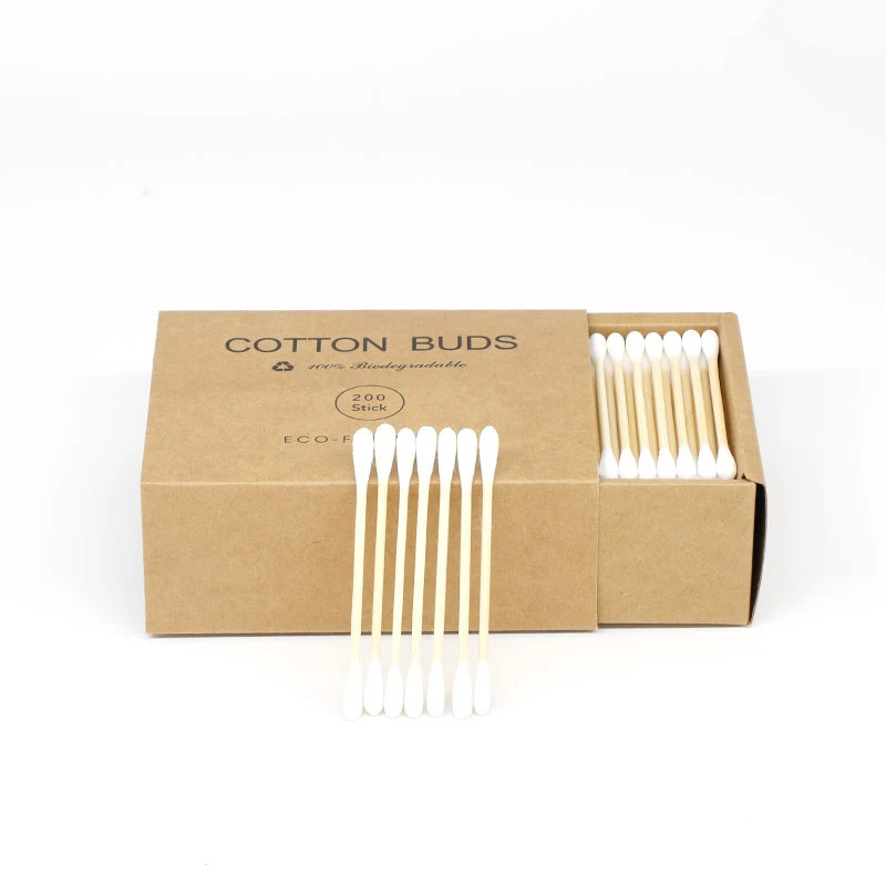 

White 200Pcs/box Double Head Cotton Swab Bamboo Sticks Cotton Swab Disposable Buds Cotton for Beauty Makeup Nose Ears Cleaning