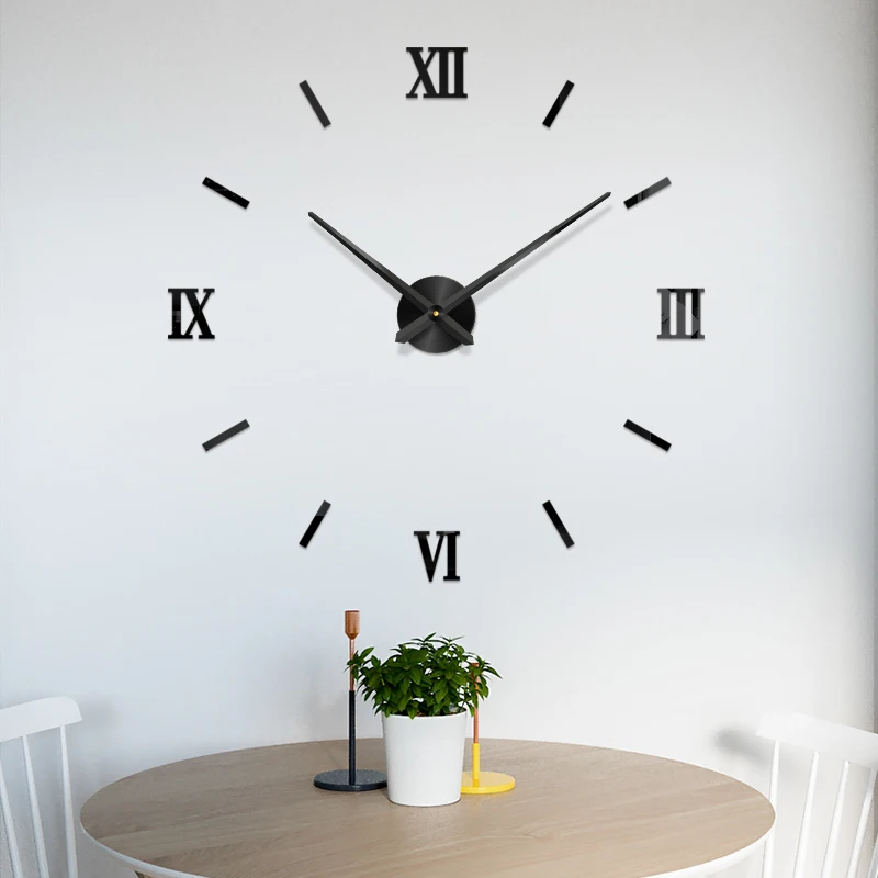 48 &quotбольшие часы настенные Horloge 3D Diy акриловые зеркальные наклейки домашний