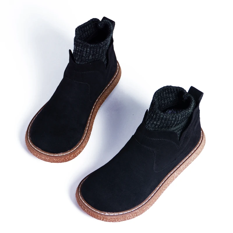 

2020 autumn and winter new big-toed boots women's flat-heel thick-soled Martin boots woolen mouth warm boots snow boots