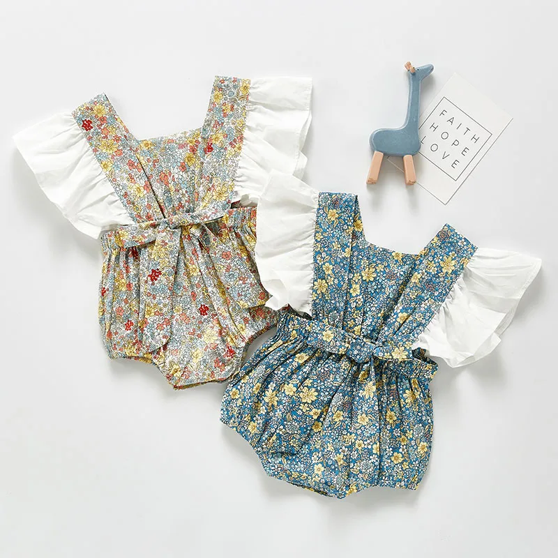 

New 2021 Summer Cute Baby Girl Sleeveless Rompers Kids Girl Floral Rompers Baby Girl Newborn Rompers Clothes