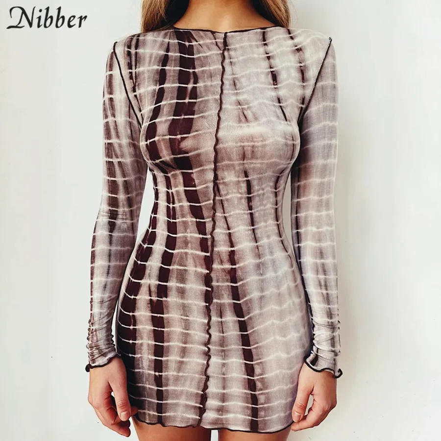 Женское облегающее платье Nibber повседневное мини в полоску с принтом для
