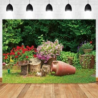 yeele spring scene tree stump flowers green leaves photography backdrop photographic decoration backgrounds for photo studio