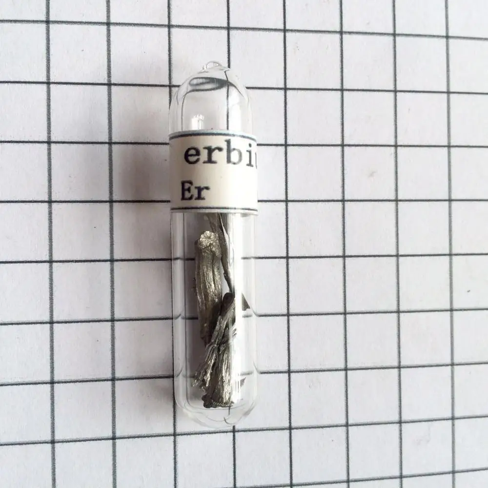 

99,95% Erbium Metal,Erbium Er красивые блестящие дистиллированные кристаллы, 3 г в стеклянной ампуле