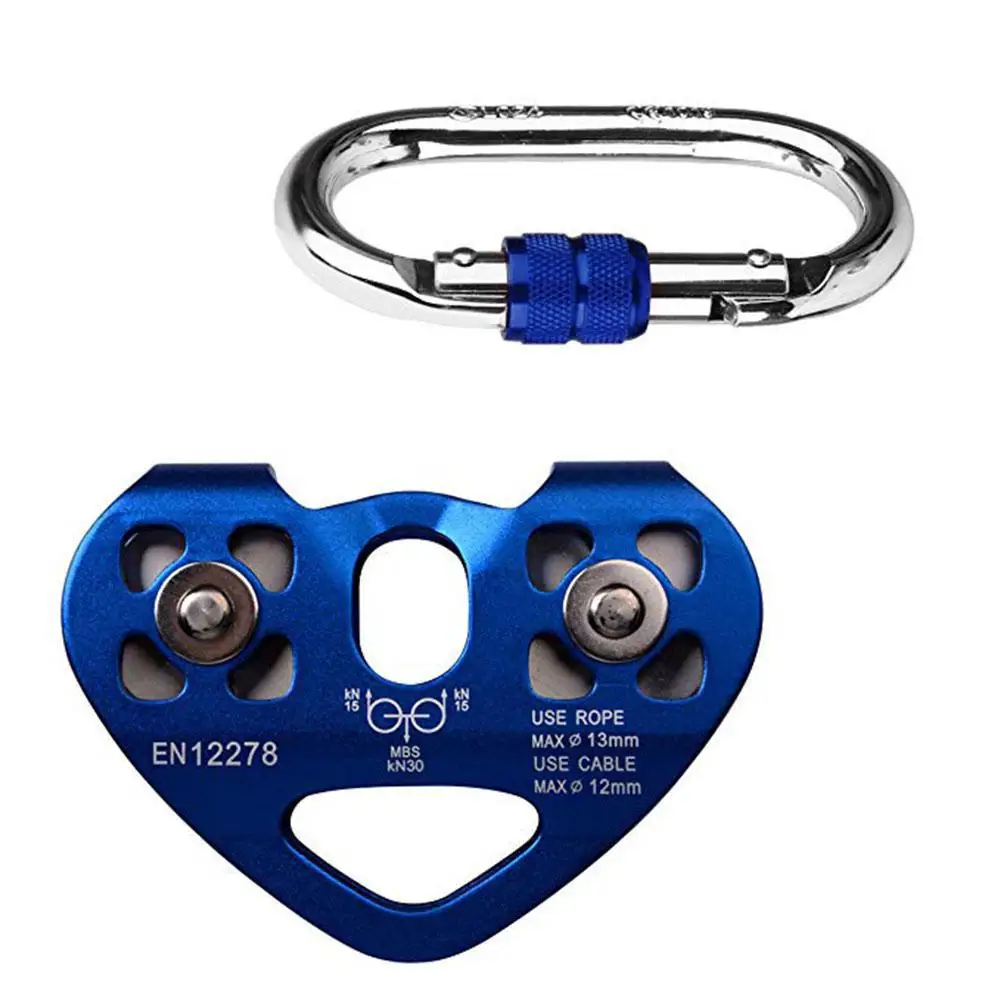 30KN скалолазание пряжки шкив ролик Застежка-Молния Линия тележка спасательный