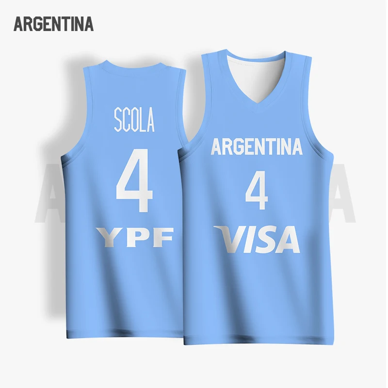 

Basketball Jerseys For Men Sportwear Full Sublimation Argentina Letter Printed Customizable Name Logo Quick Dry Tracksuits Male