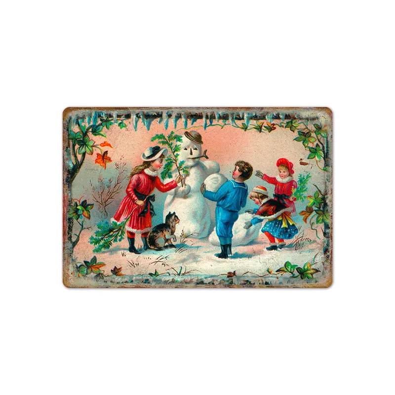 

Festival Christmas Tree Santa Claus Tin Sign Vintage Metal Poster Kitchen Home Bedroom Pin Up Wall Decor Tinplate Signs Plaques