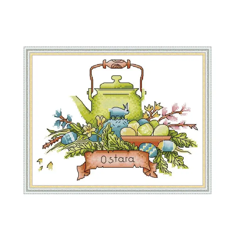 

Teapot series 7 cross stitch kit aida 14ct 11ct count print canvas cross stitches needlework embroidery DIY handmade