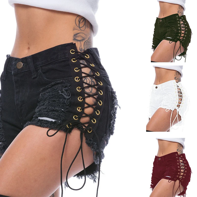 Летние женские велосипедные шорты с завышенной талией боковые бандажные