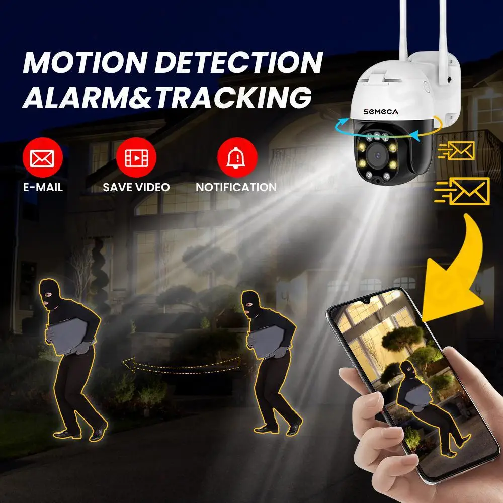 semeca 5mp ip camera video surveillance camera ip wifi outdoor human detection auto tracking wifi camera outdoor ptz camera free global shipping