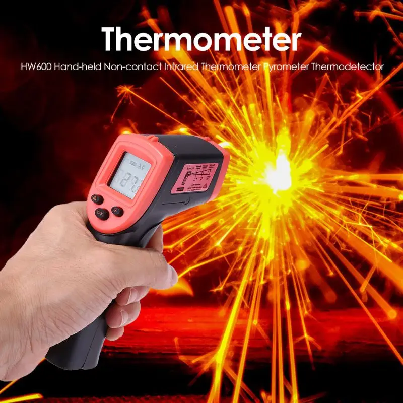 

-50~600℃ Digital Thermometer Gun Pyrometer ℃/℉ High Temperature Meter Non-Contact Infrared IR Laser-Point Thermometer