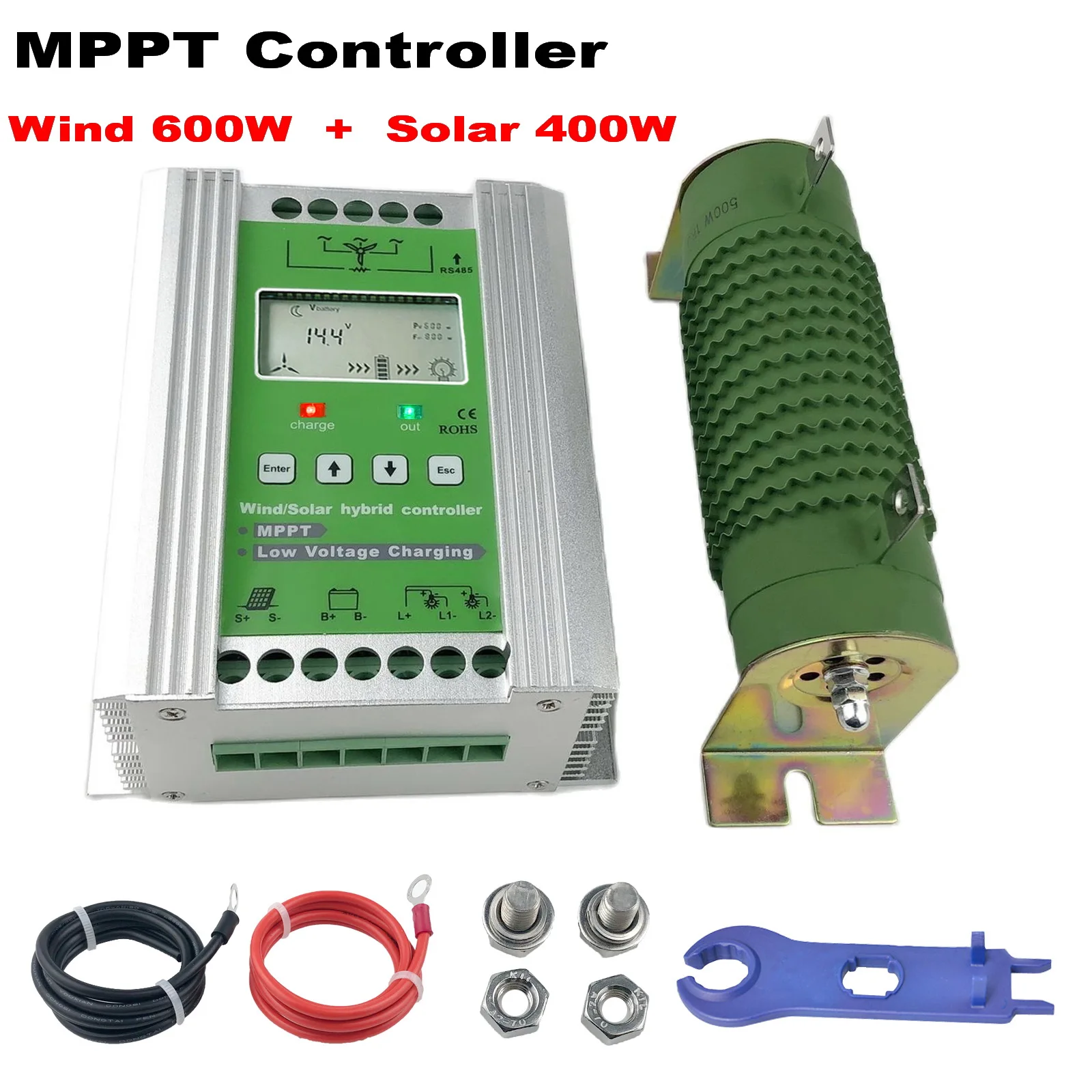 1000 Вт MPPT Гибридный ветровой Солнечный зарядный разрядный бустер контроллер