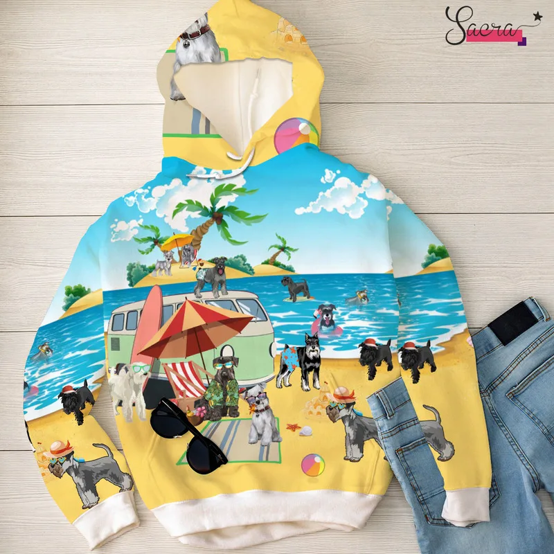 

Мужская толстовка с капюшоном, черная пляжная Толстовка с длинным рукавом и 3D-принтом собаки в стиле хип-хоп, 2021