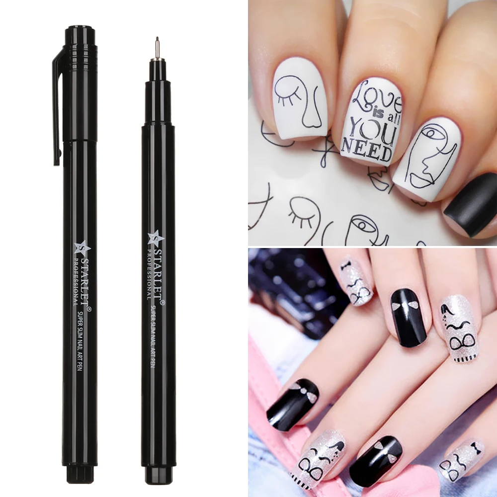 Черный крючок для ногтей ручка дизайна граффити Водостойкая Подводка рисования
