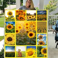 patchwork sunflower funny character blanket 3d print sherpa blanket on bed home textiles dreamlike style 01