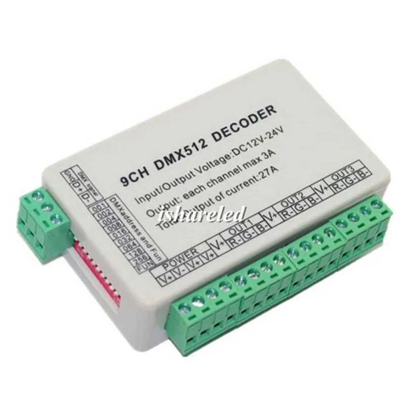 1 шт. 9CH dmx512 декодер светодиодный контроллер 9 канальный dmx 512 Диммер * 3A|Контролеры