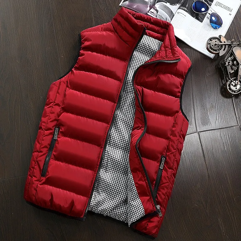 

2021 New Keep Warm Vests Men Down Vest Thick Coats Male Cotton-Padded Work Waistcoat Gilet Homme Vest Men's Warm Sleeveless Coat