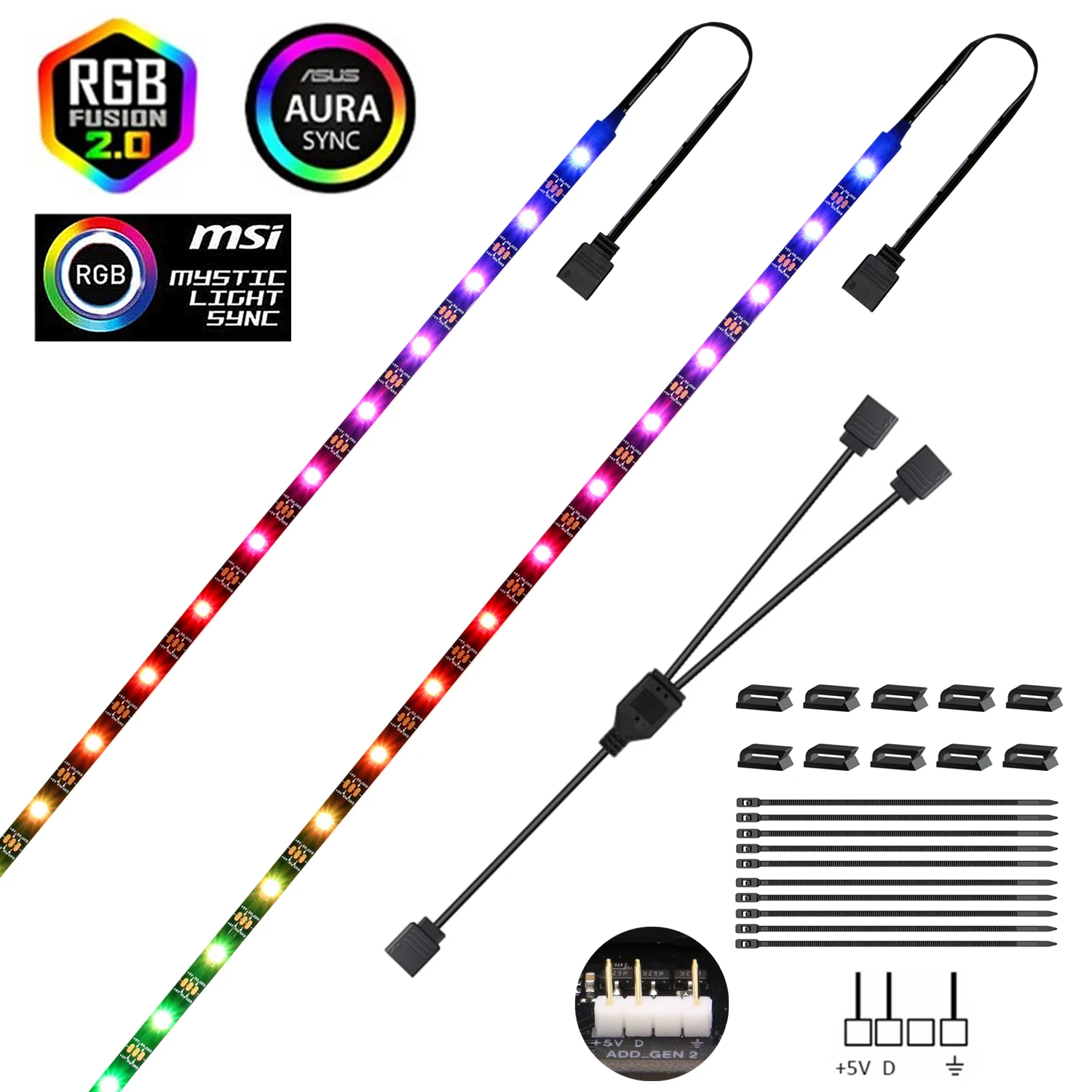 Цифровая светодиодная лента WS2812b адресная Радужная полоска для ПК 5 В 3 контакта с