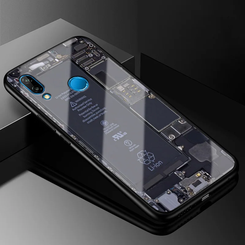 Battery Стеклянный чехол GFAITH Explorer для Honor 8X, чехол из закаленного стекла, силиконовый защитный чехол для Honor 8C Honor 10 Lite Play 7C Honor 20 Lite Honor 20S Honor 9X - Цвет: Battery
