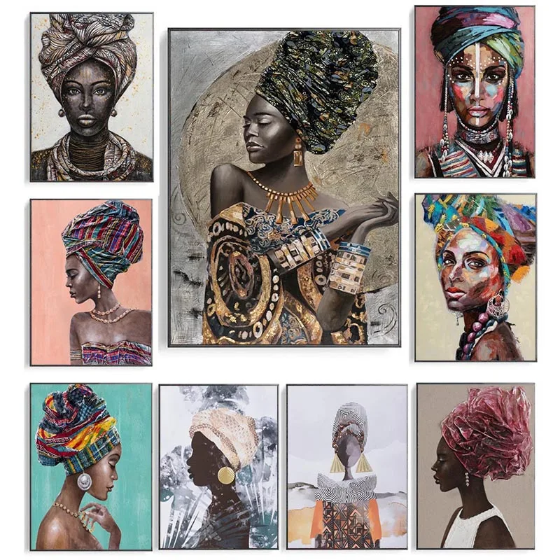 

African Black Woman Graffiti Art Posters and Prints Abstract African Girl Canvas Paintings on The Wall Art Pictures Wall Decor