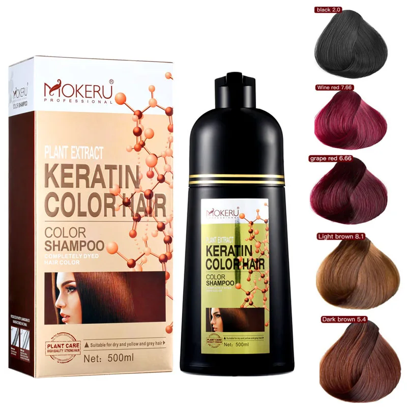 

Permanent Hair Dye Shampoo Plant extract Organic Keratin Color Hair For Cover Gray White Hair Black Hair Color Dyeing