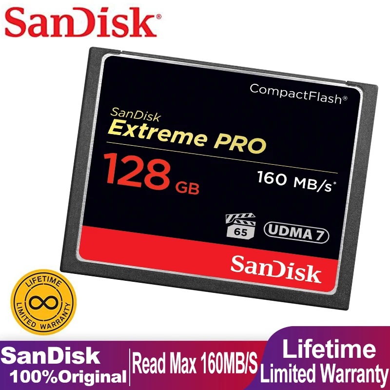 

Original SanDisk Extreme Pro CF Memory Card 128 64 GB UDMA CompactFlash Memory Card For 4k Video Compact Photo Camera Flash Card
