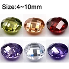 Размер 4  10 мм, круглая форма, двусторонняя Шахматная огранка, кубический цирконий, камень, свободный CZ, камни