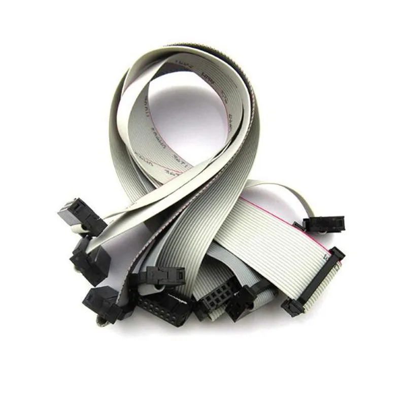 2pcs/Lot 2.54MM pitch FC-8/10/14/16/20/26/40 PIN 30CM JTAG ISP DOWNLOAD CABLE Gray Flat Ribbon Data Cable FOR DC3 IDC