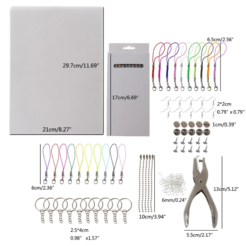 

188Pcs Heat Shrink Plastic Sheet Kit Include 20PCS Shrinky Art Paper with 166PCS Keychains Accessories Kids DIY Crafts M7DD