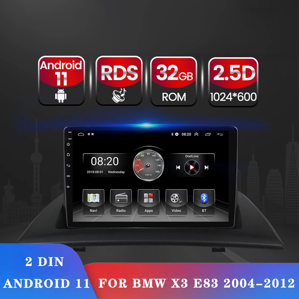 Автомобильный MP5 32G 4G 4 ядра Android 11 для BMW X3 E83 2004-2012 автомобильное радио