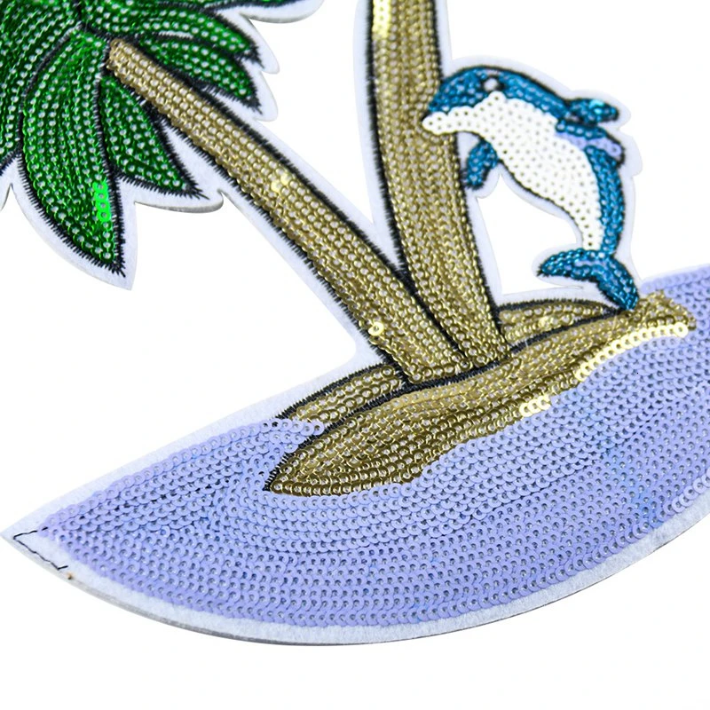 Большая Кокосовая пальма блестки красивые нашивки вышитые утюгом на Дельфине