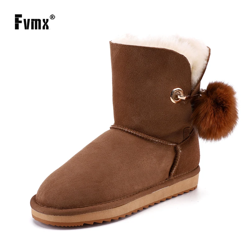 Женская Брошь с помпоном и кристаллами FVMX зимняя обувь из лисьего меха овчина